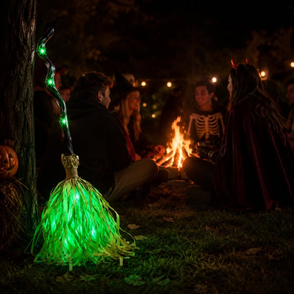 Halloween Animated Moving Witch Broom Light‑Sound‑Motion