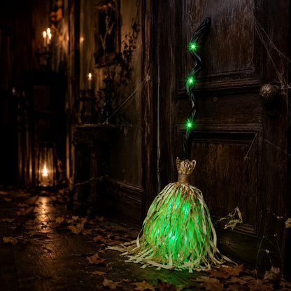 Halloween Animated Moving Witch Broom Light‑Sound‑Motion