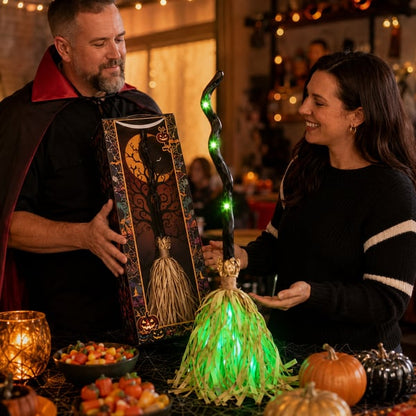 Halloween Animated Moving Witch Broom Light‑Sound‑Motion