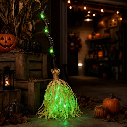 Halloween Animated Moving Witch Broom Light‑Sound‑Motion