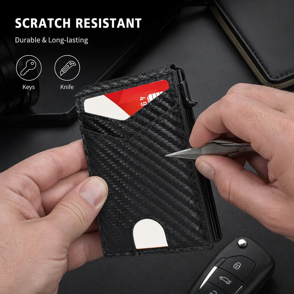 💵Slim RFID Wallet for Men – Pop-Up Card Holder with Money Clip & Dual ID Windows