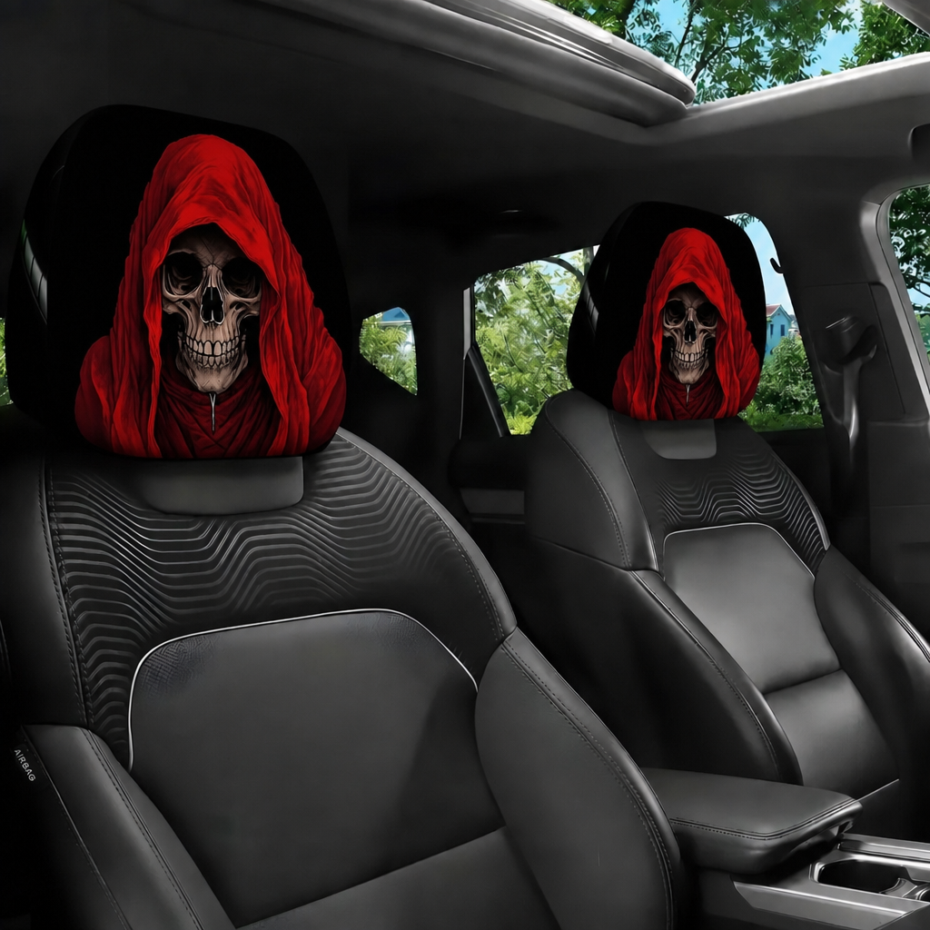 🔥Buy 1 Get 1 Free🔥 Gothic Phantom Skull Car Headrest Covers, Horror Car Accessories