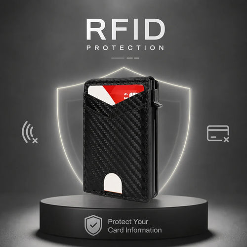 💵Slim RFID Wallet for Men – Pop-Up Card Holder with Money Clip & Dual ID Windows
