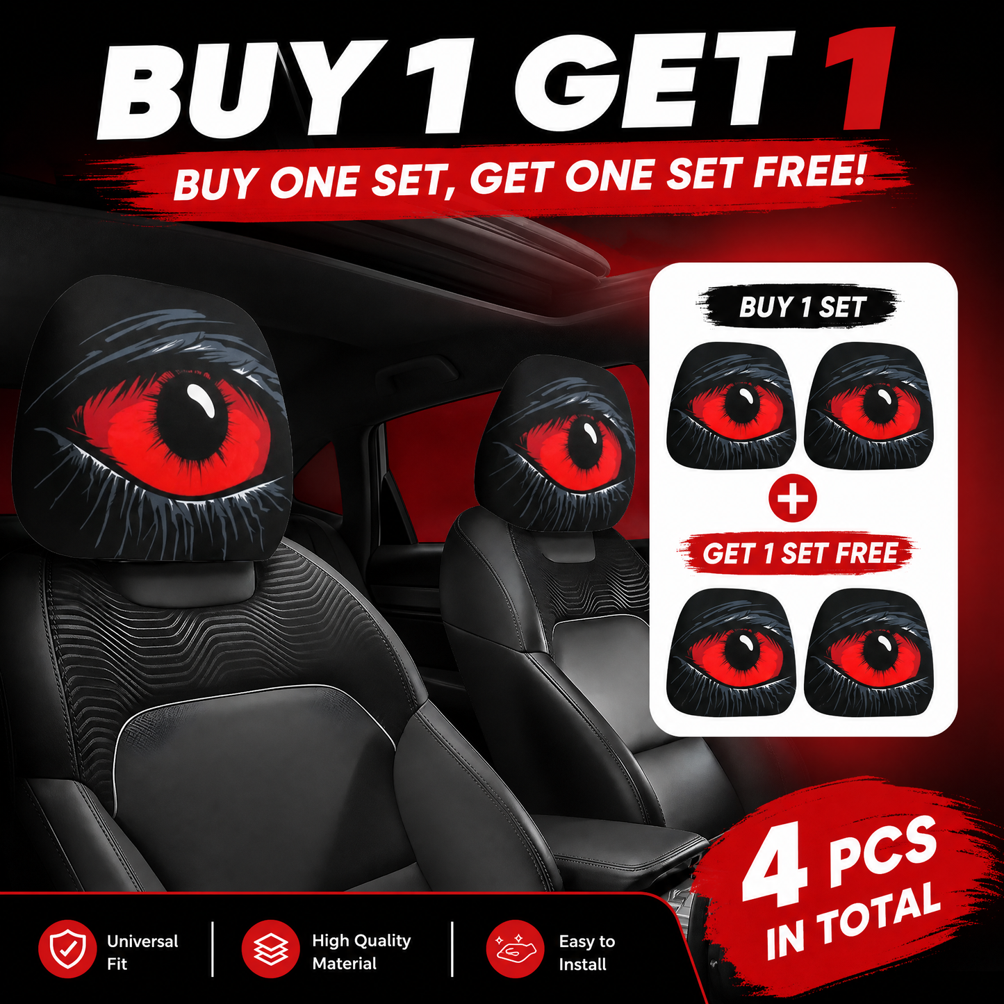 🔥Buy 1 Get 1 Free🔥 Gothic Phantom Skull Car Headrest Covers, Horror Car Accessories