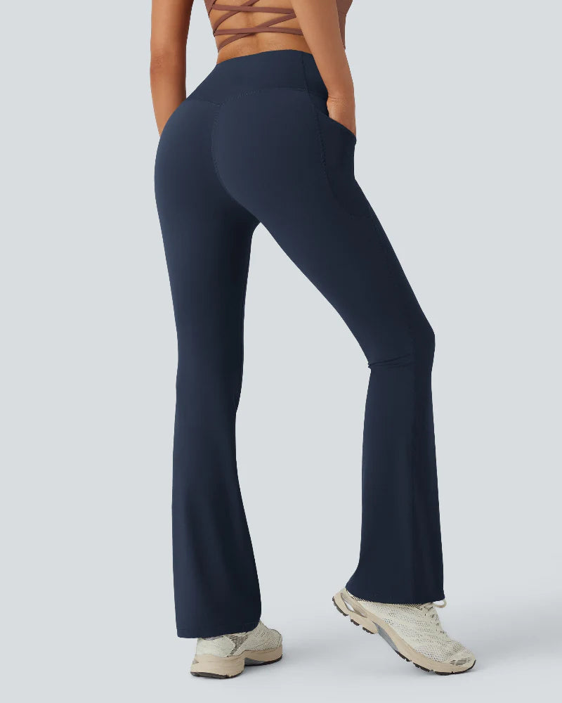 High Waisted Tummy Control Pocket Shaping Yoga Bootcut Leggings