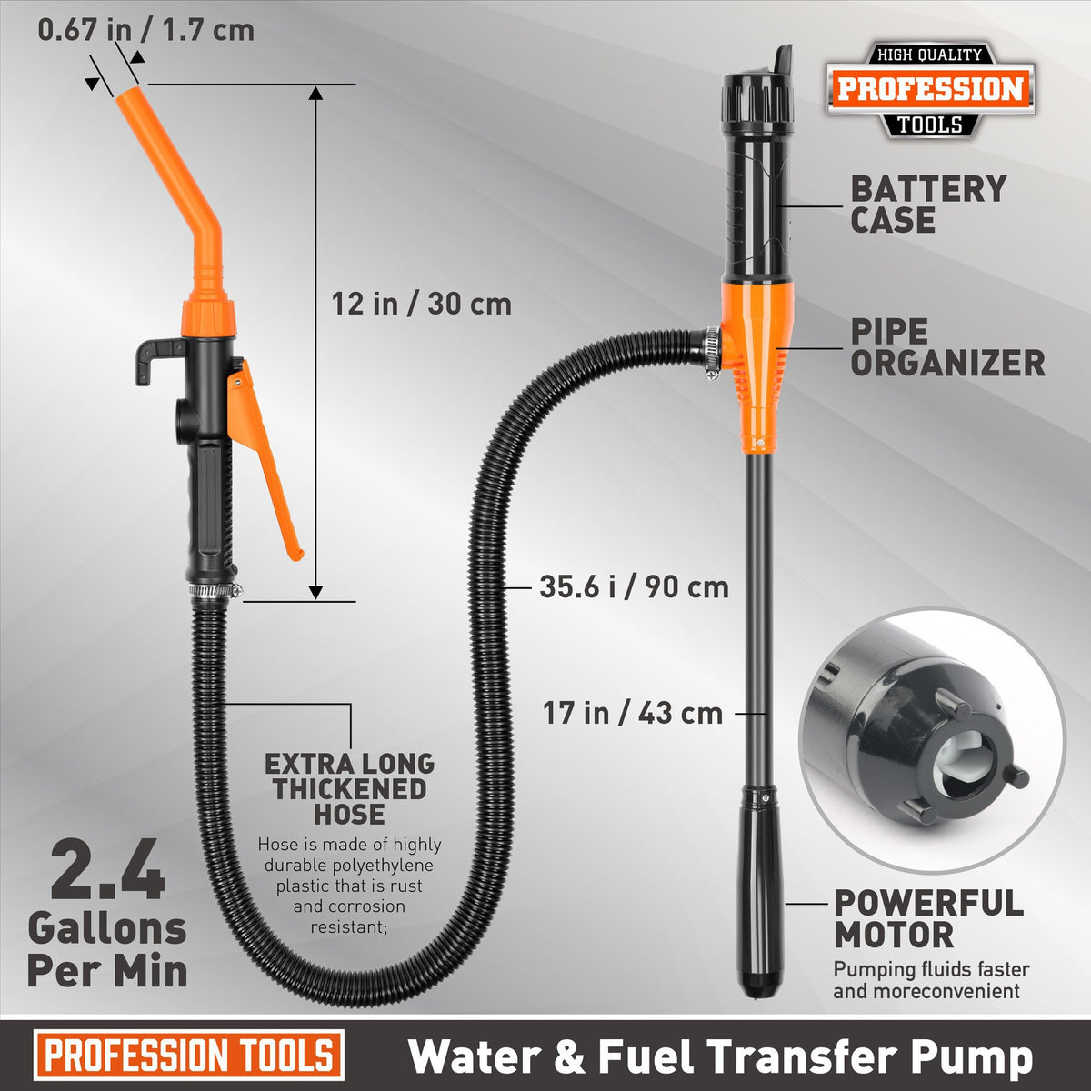 Portable battery pump suitable for gasoline, liquid fuel/water transfer, high-efficiency diesel/fuel transfer pump