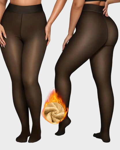 Semi-Transparent Single Seam Fleece Lined Tights