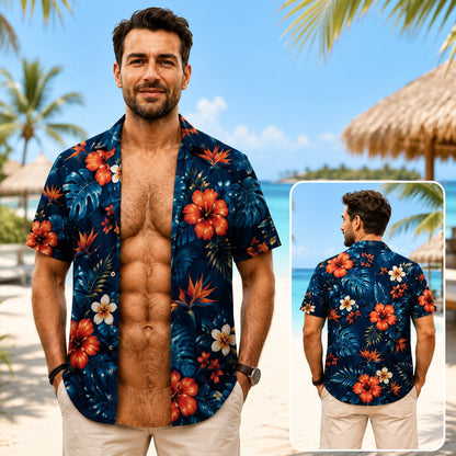 🌴3D Fake Open Hawaiian Shirt Muscle Illusion T-Shirt