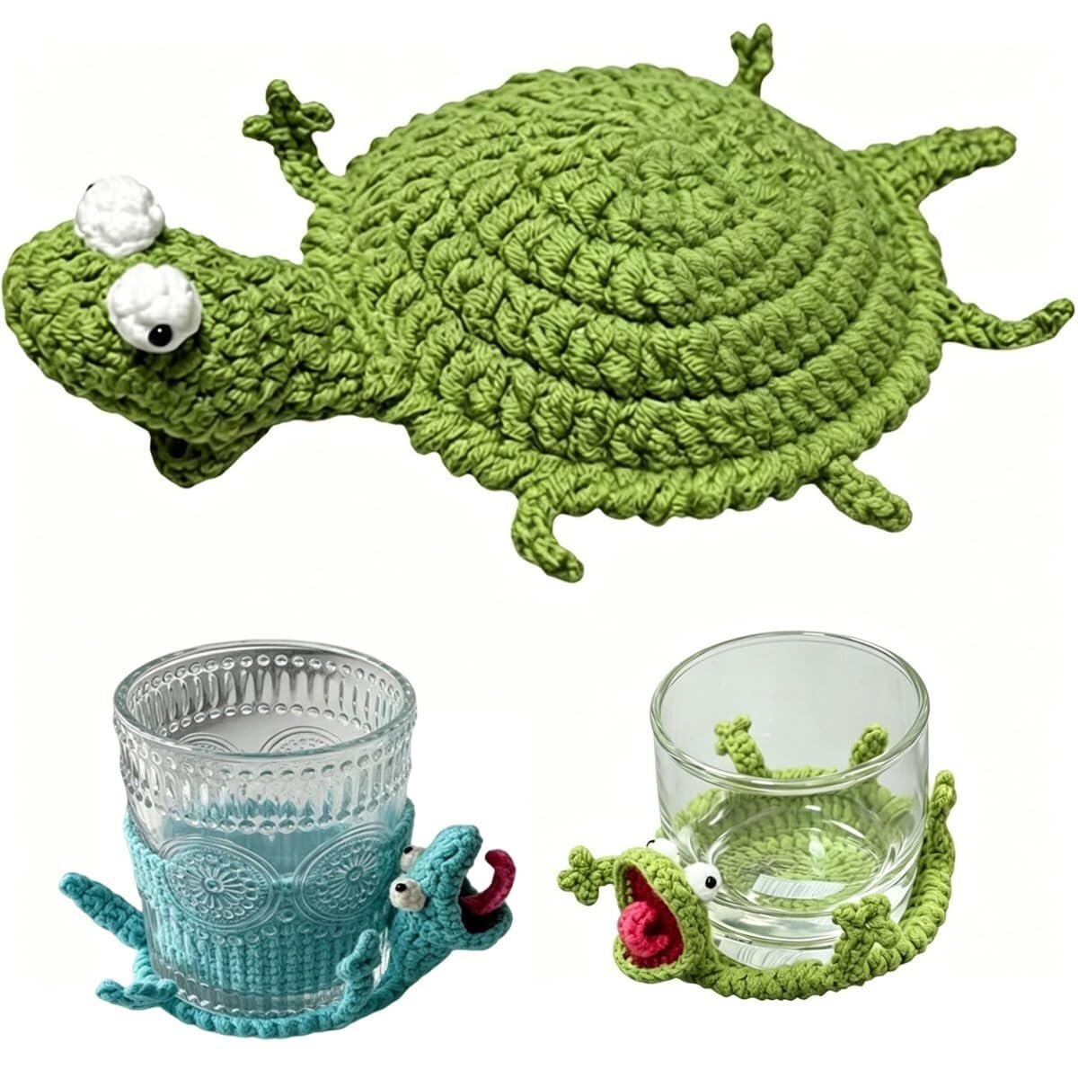 Whimsical 3D Crochet Lizard Coaster