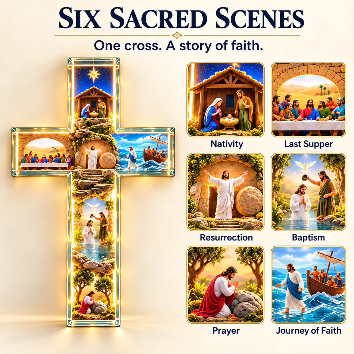 ✝️The Story of Jesus in 6 Scenes Cross Lamp
