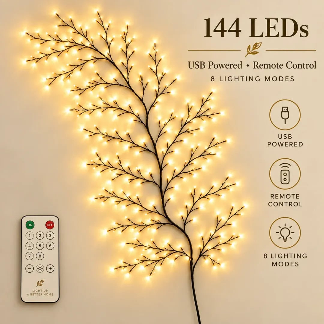 🔥Flexible LED Branch Lights | Remote-Controlled Holiday Wall Decor