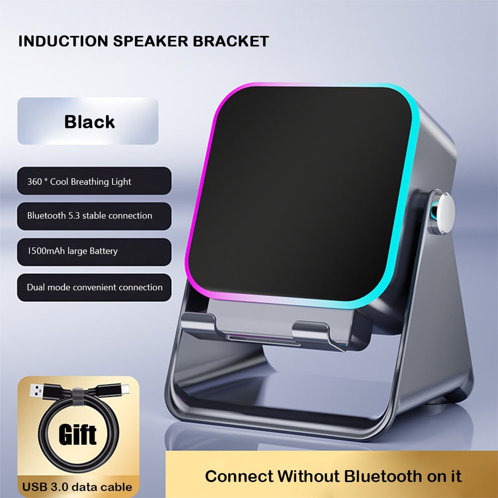 Wireless Induction Speaker 5-in-1 Bluetooth Speaker with Phone Stand,Stereo Sound