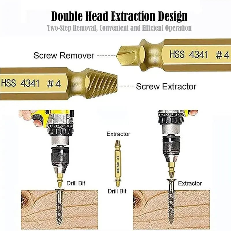 🔥Grab It Before It's Gone! 🔩 Stripped Screw Extractor Kit – 6-Piece Set, Easy-Out Bolt & Damaged Screw Remover