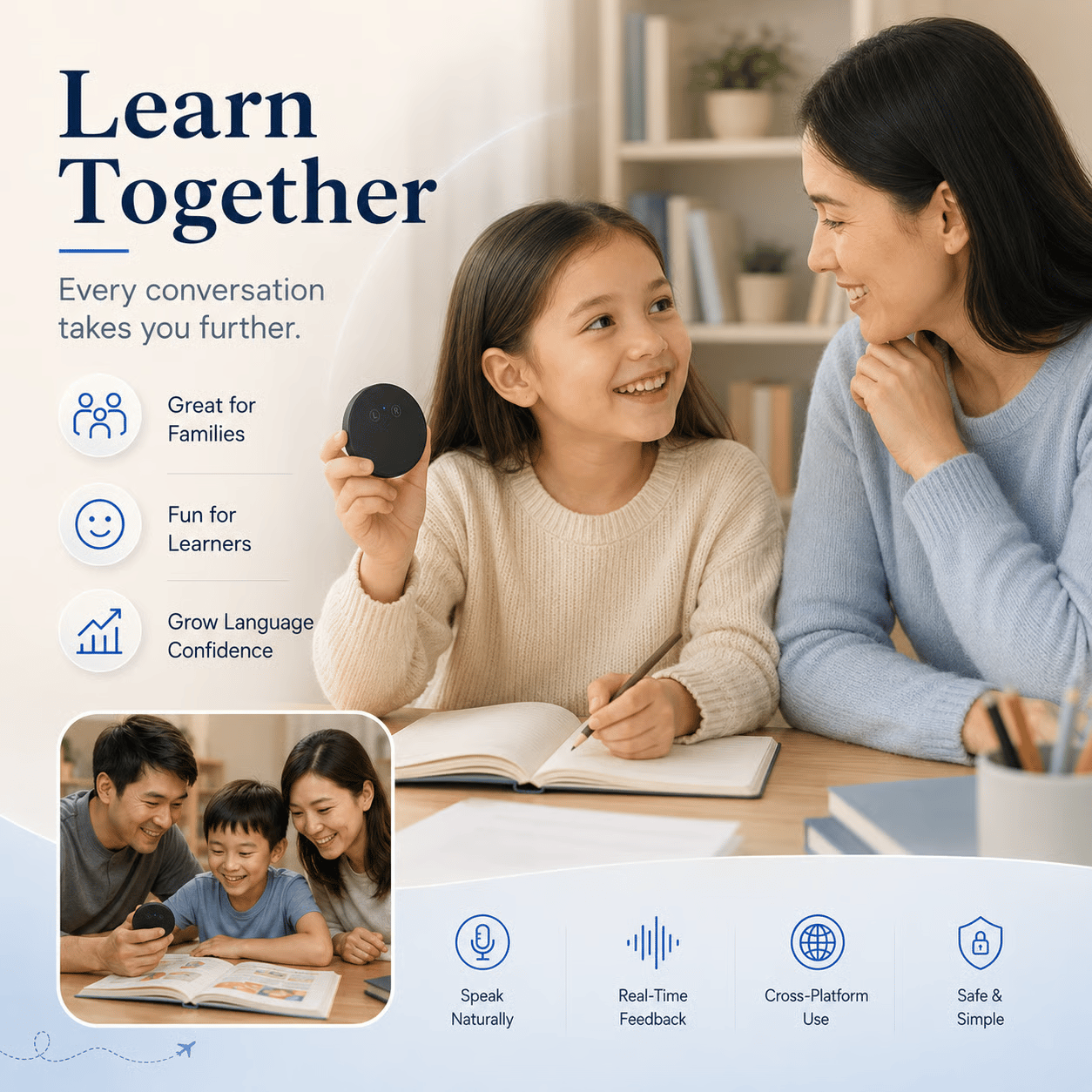 Spanish & English Practice Companion – Supports 165 Languages