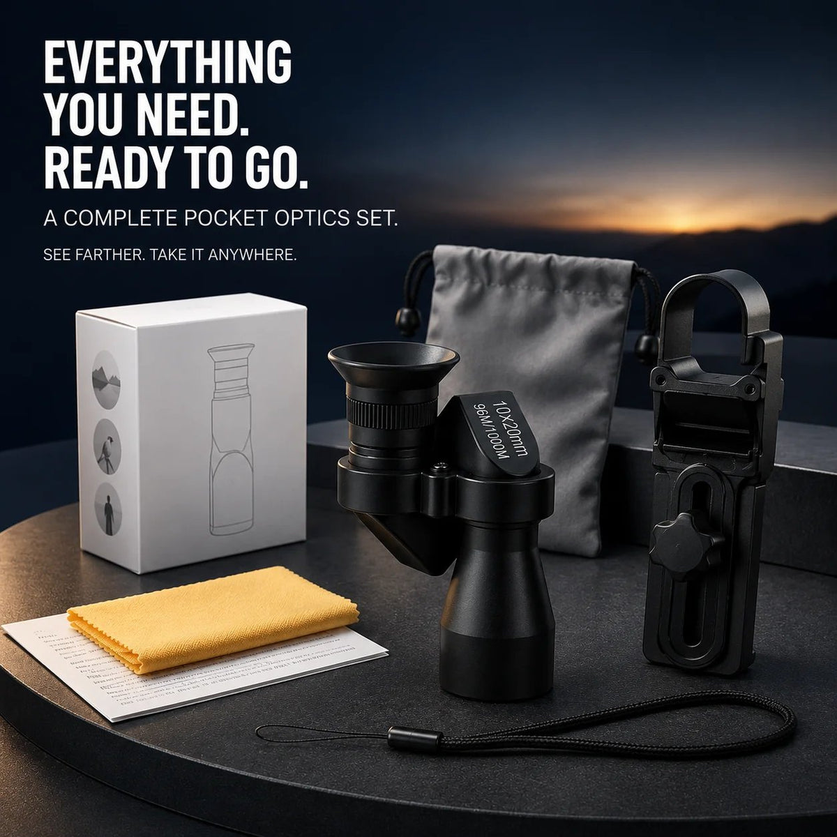 🔥 Last Day 49% OFF 🔭 10×20 Mini Monocular Phone Telescope – Pocket Long-Distance Viewer with Adjustable Smartphone Clip