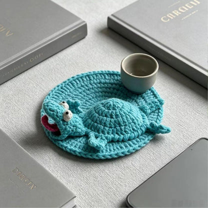 Whimsical 3D Crochet Lizard Coaster