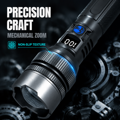 💎 50% Off! 💎 High-power flashlight: features an aluminum alloy heat-dissipating head and a telescopic zoom design for powerful, concentrated light; also functions as a power bank and includes a digital battery level display