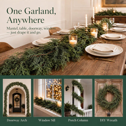 6 FT 2 PCS  Artificial Cedar Garlands, Real Touch Winter Cedar Garland🌲