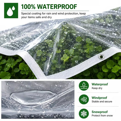 🌧️ RainShield Pro Transparent Waterproof Tarp – Heavy-Duty Outdoor Cover with Secure Grommets