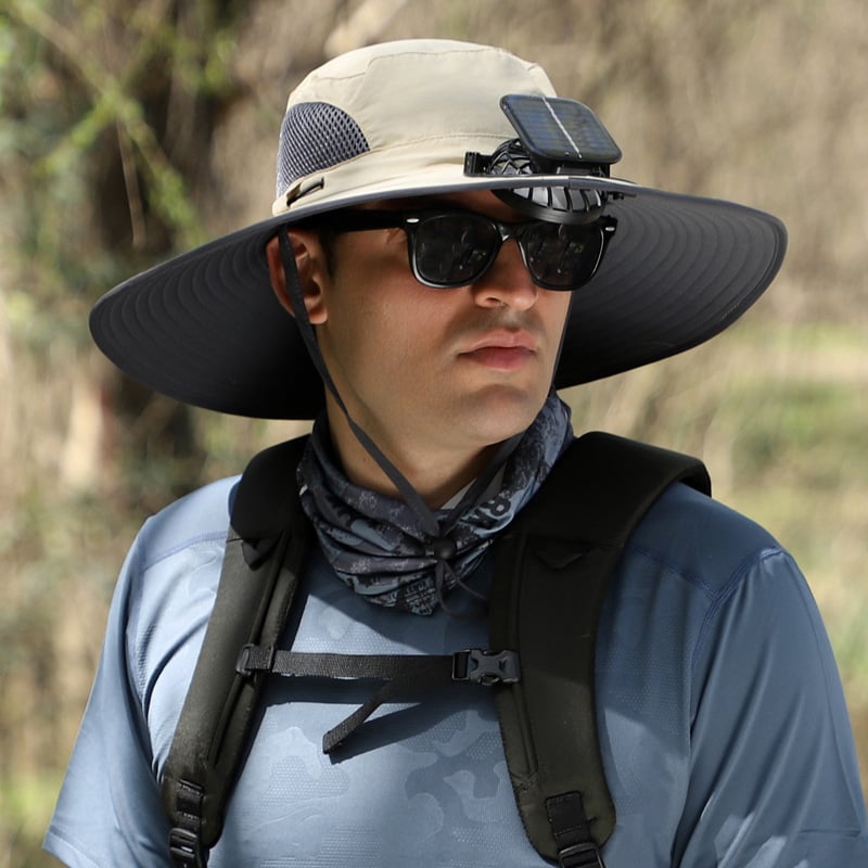 🔥 Wide Brim Solar Fan Outdoor Fishing Hat-Solar & USB Charging