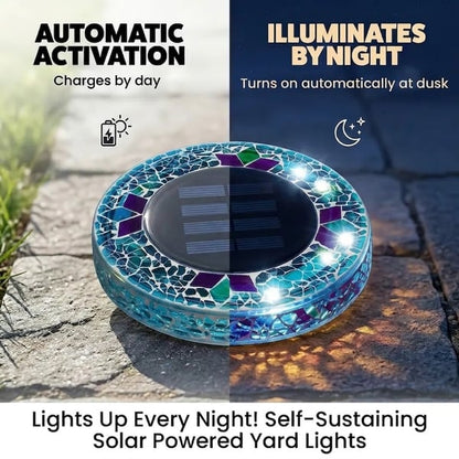 🛋️Solar Disk Lights – Handcrafted Mosaic Outdoor LED Waterproof In-Ground & Tabletop Wireless Lighting