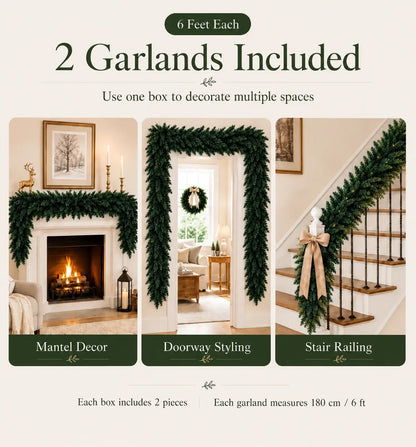 6 FT 2 PCS  Artificial Cedar Garlands, Real Touch Winter Cedar Garland🌲