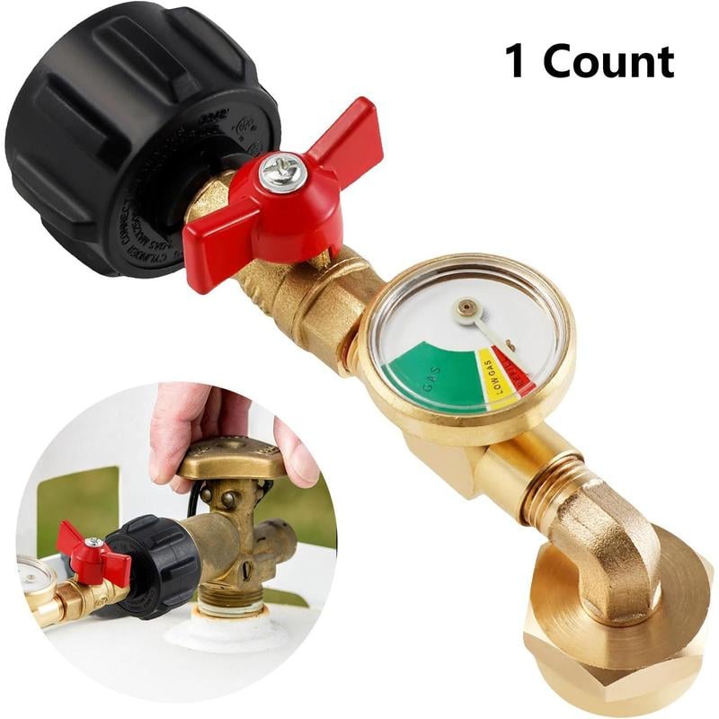 Propane Refill Adapter with Valve & Gauge, Ball Valve Gas Tank Gas Connector,