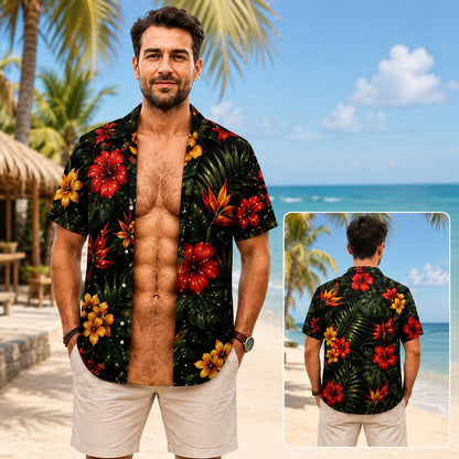 🌴3D Fake Open Hawaiian Shirt Muscle Illusion T-Shirt
