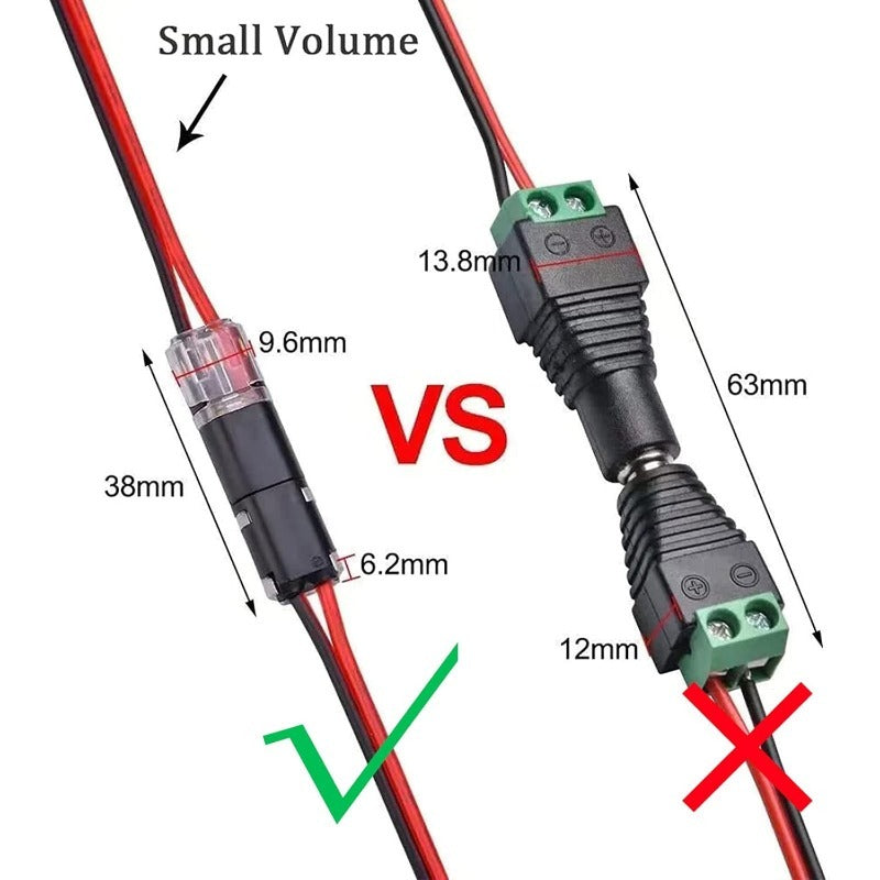 🔥🎄 Christmas Time Limited Offer -🔌2-Pin Solderless Wire Connector – Compact Plug for LED Strips & 18–22 AWG Cables