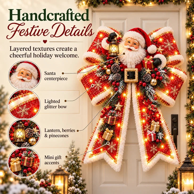 🎀🎄 Christmas Magic Bow Door Hangers – Oversized Light-Up Holiday Bows in 6 Festive Styles