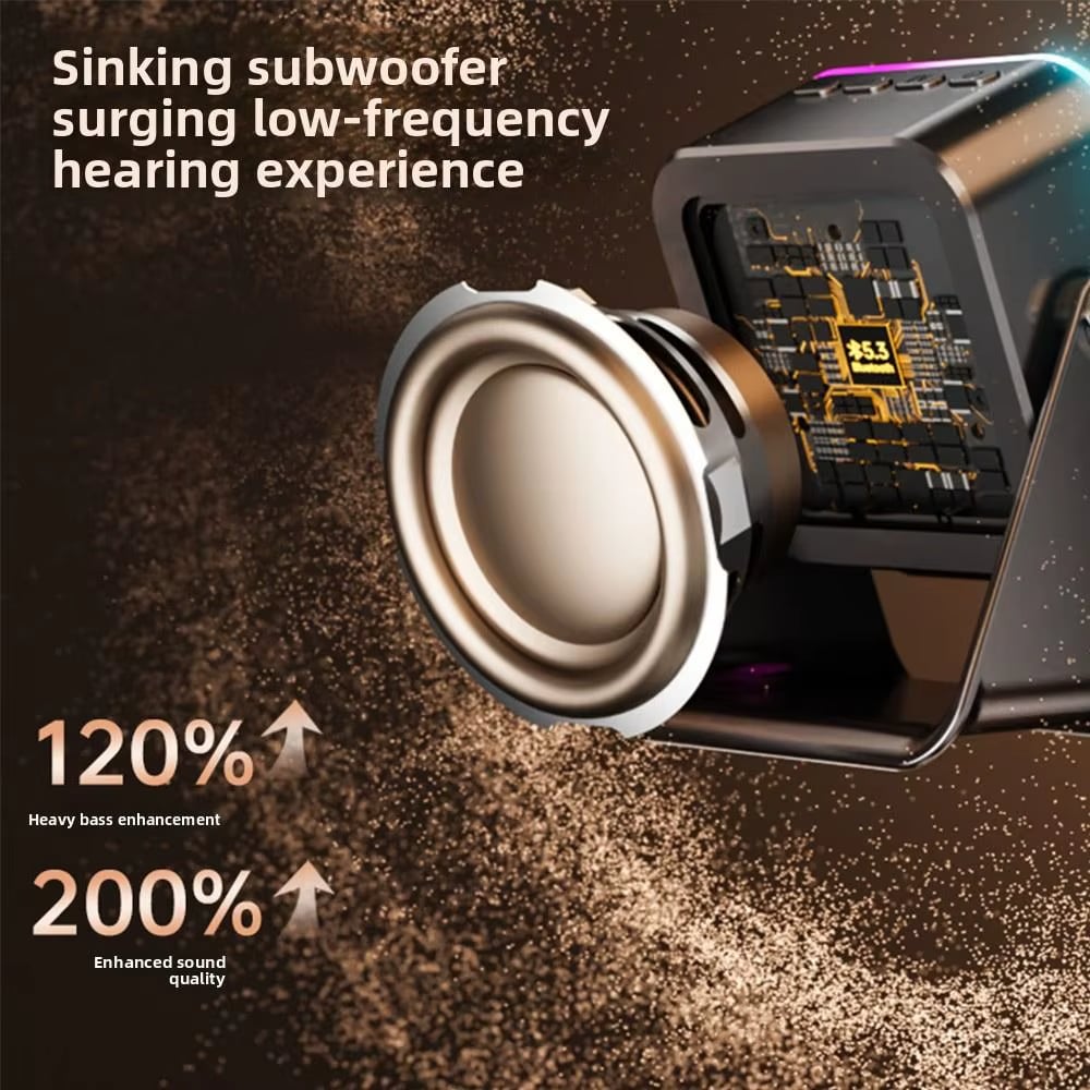 Wireless Induction Speaker 5-in-1 Bluetooth Speaker with Phone Stand,Stereo Sound