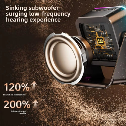 Wireless Induction Speaker 5-in-1 Bluetooth Speaker with Phone Stand,Stereo Sound