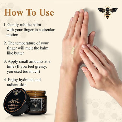 Organic Grass-Fed Beef Tallow Balm With Raw Honey