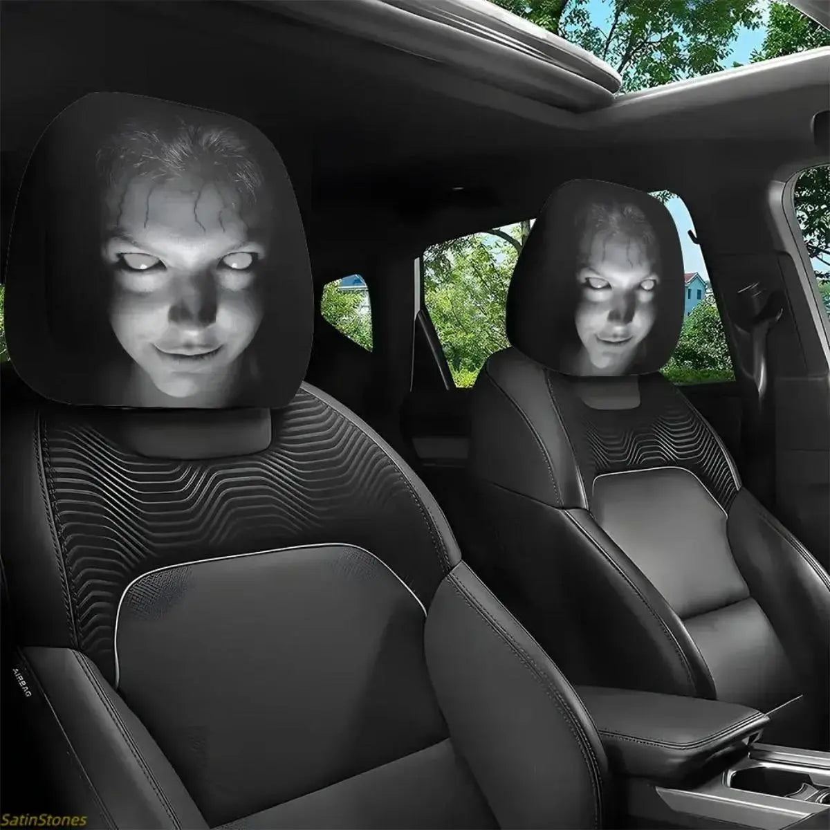 🔥Buy 1 Get 1 Free🔥 Gothic Phantom Skull Car Headrest Covers, Horror Car Accessories