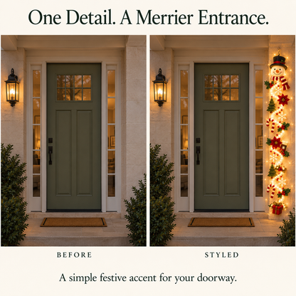 🎄 Glowing Christmas Door Hanger | 6 Festive Lighted Designs with Warm Glow, Dimensional Details & Space-Saving Vertical Décor ✨