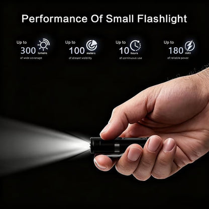 🔦Pocket Rechargeable EDC Flashlight: 500-lumen mini keychain flashlight