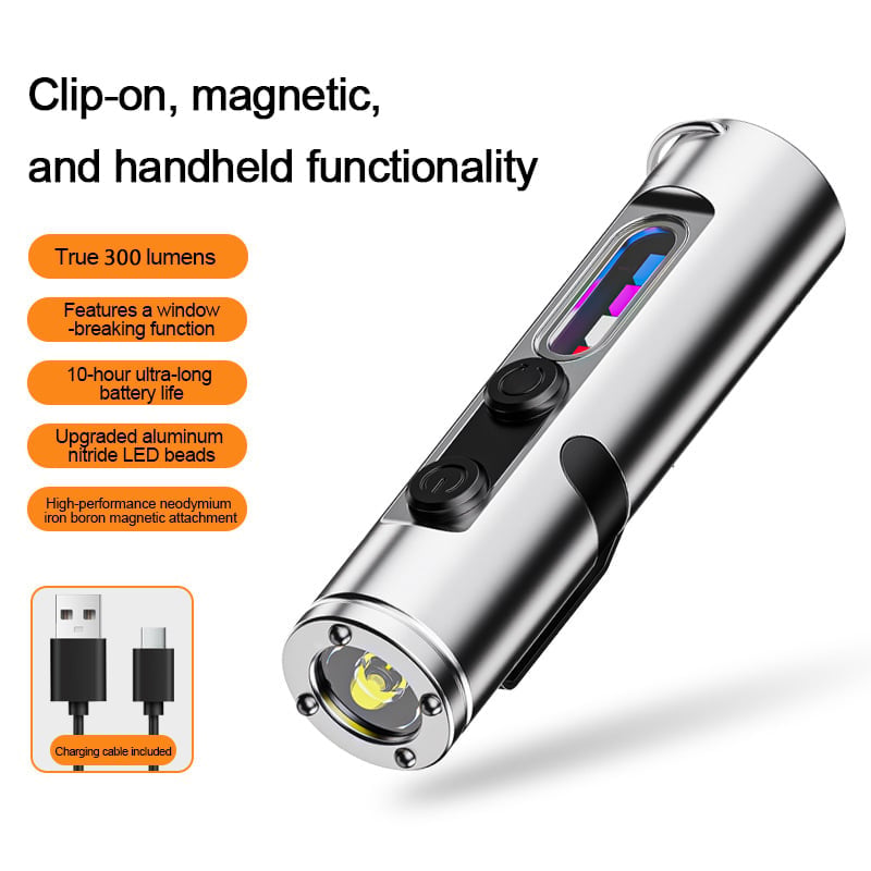 🔦Pocket Rechargeable EDC Flashlight: 500-lumen mini keychain flashlight