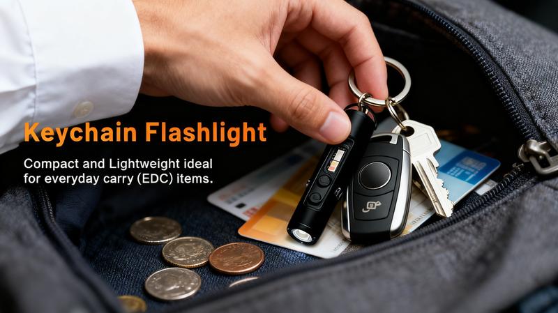 🔦Pocket Rechargeable EDC Flashlight: 500-lumen mini keychain flashlight
