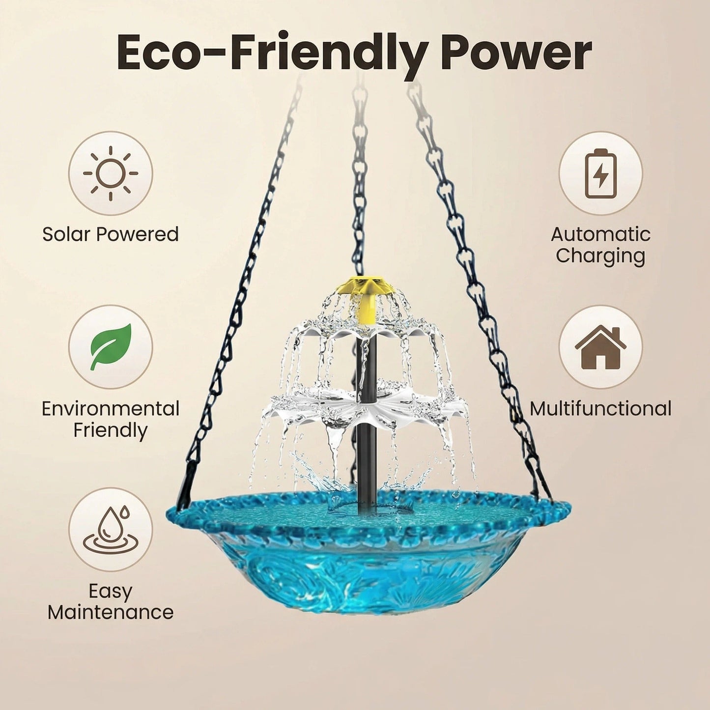🎁 Limited-Time Offer | Solar Cascade Hanging Bird Bath Fountain  -$AC
