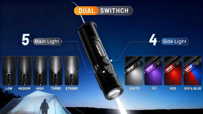 🔦Pocket Rechargeable EDC Flashlight: 500-lumen mini keychain flashlight