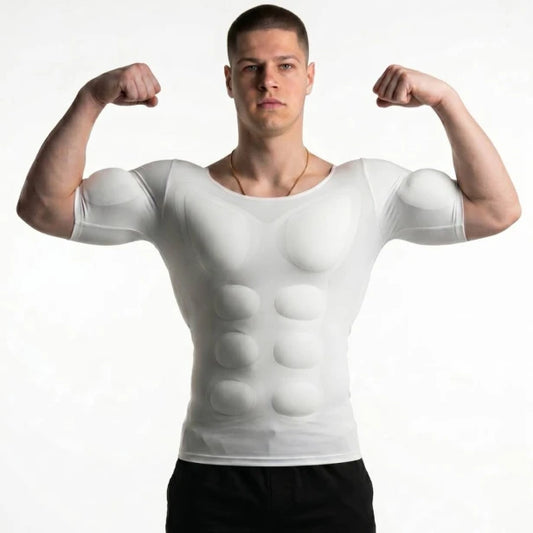 Men Padded Muscle Shaper Compression Undershirt
