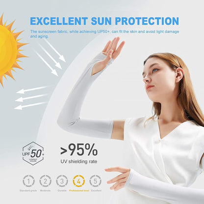 Bamboo Cooling Arm Sleeves – UPF 50+ UV Protection, Thumb Hole, Unisex