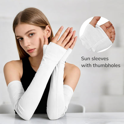 Bamboo Cooling Arm Sleeves – UPF 50+ UV Protection, Thumb Hole, Unisex