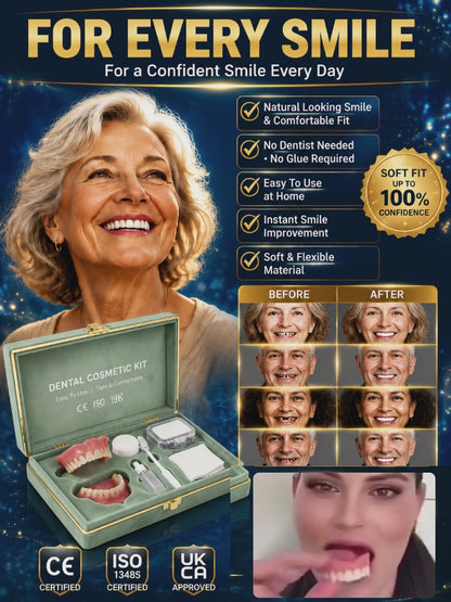 🔥50% OFF Premium Cosmetic Teeth Veneer Kit, Natural Shade Comfort Dentures for Senior & Daily Smile Restoration