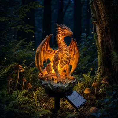 🐉✨Solar Dragon Garden Statue Light – Golden Ember Fantasy Outdoor Decor