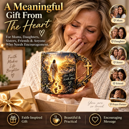 🔥Last Day 49% OFF♥✝️ Jesus Walks With Me – Heat-Reveal Faith Mug | You Are Never Alone