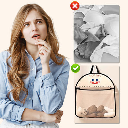 Multi-purpose storage bag with visible mesh for hanging.