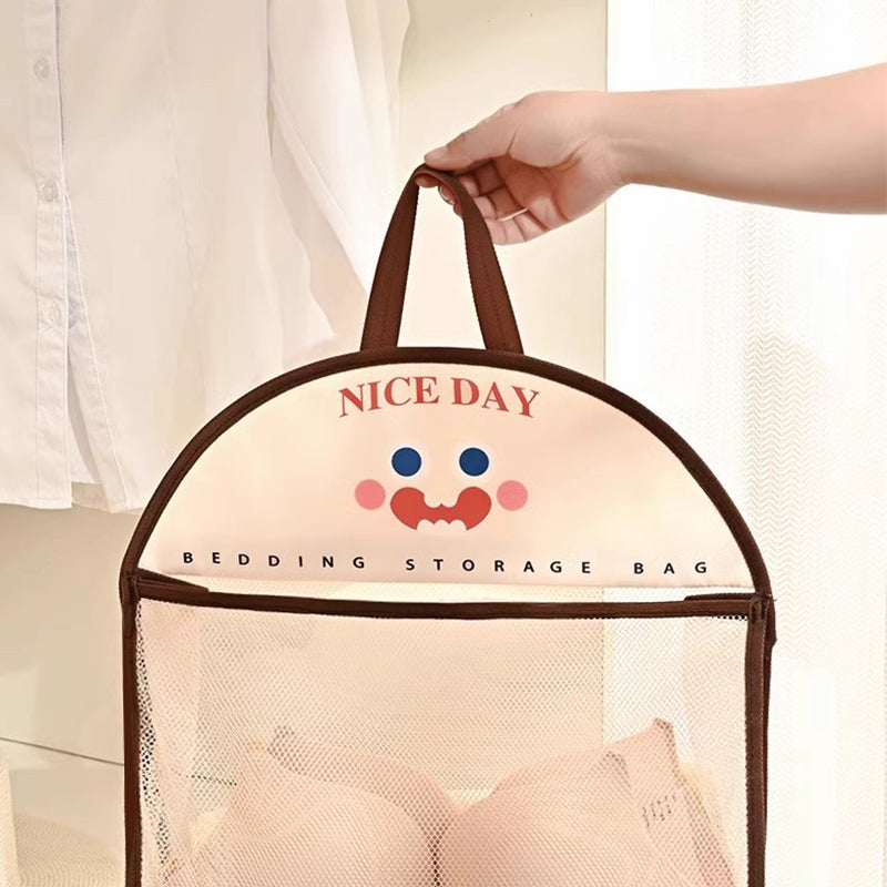 Multi-purpose storage bag with visible mesh for hanging.