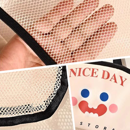 Multi-purpose storage bag with visible mesh for hanging.