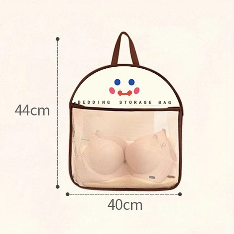 Multi-purpose storage bag with visible mesh for hanging.